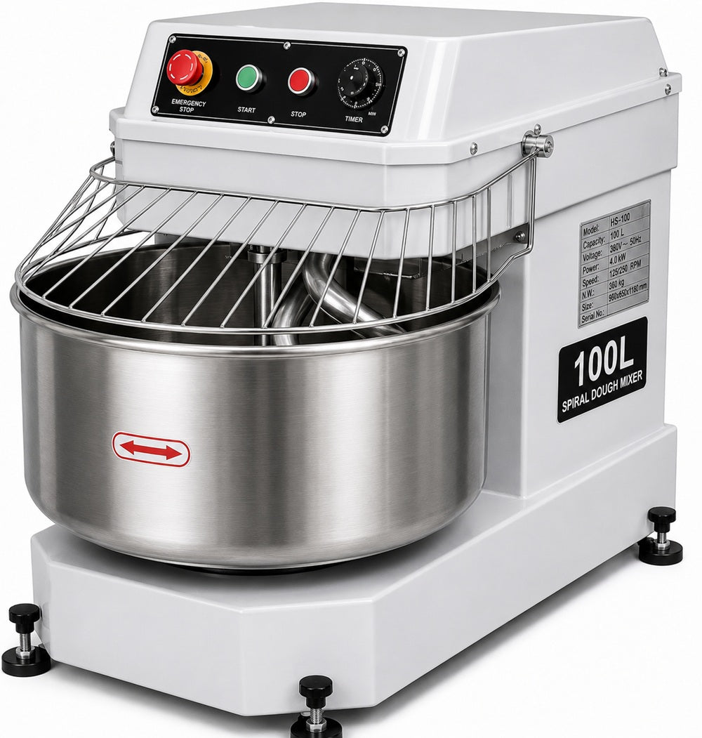 100L Commercial Spiral Dough Mixer – Heavy-Duty Electric Bakery Dough Kneading Machine