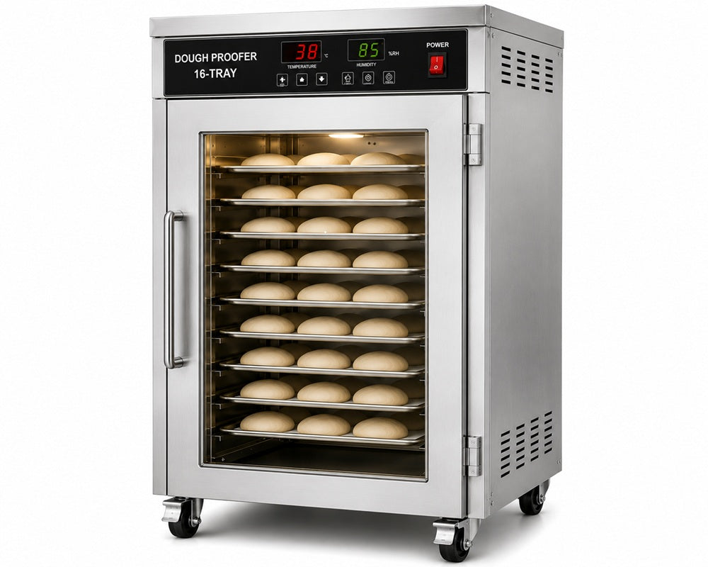 16-Tray Commercial Electric Dough Proofer – Stainless Steel Bakery Proofing Cabinet