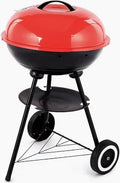 17-Inch Kettle Charcoal Barbecue Grill – Portable Outdoor BBQ Grill with Lid & Wheels