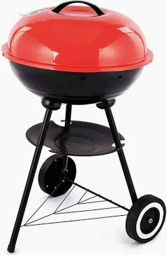 17-Inch Kettle Charcoal Barbecue Grill – Portable Outdoor BBQ Grill with Lid & Wheels
