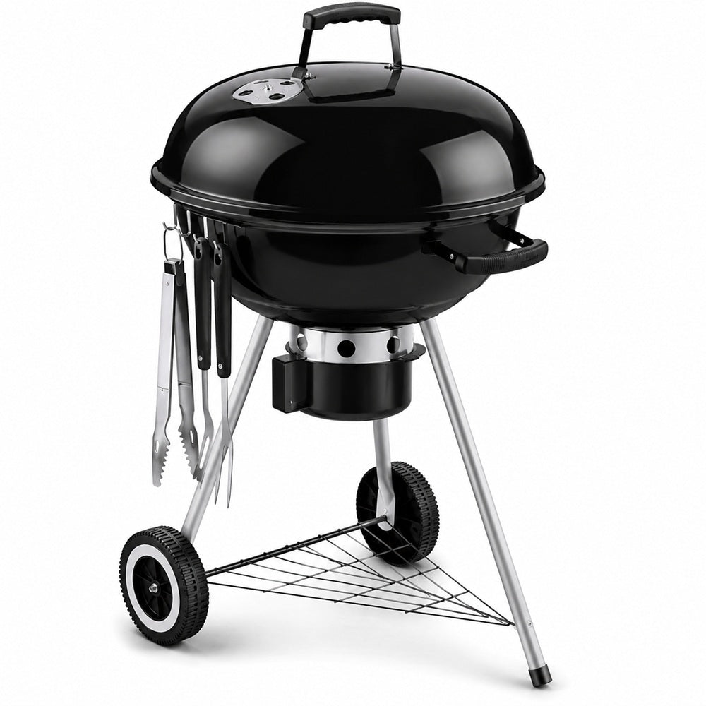 18-Inch Kettle Charcoal Barbecue Grill – Portable Outdoor BBQ Grill with Lid & Wheels