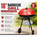18-Inch Kettle Charcoal Barbecue Grill – Portable Outdoor BBQ Grill with Lid & Wheels