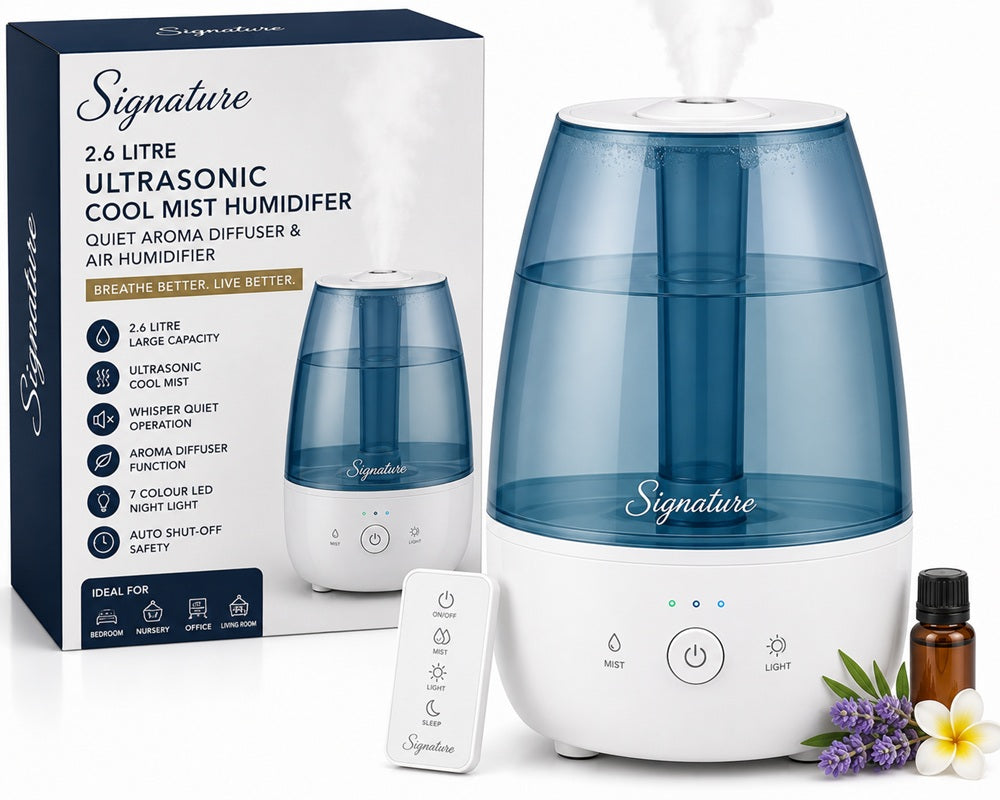 2.6 Litre Ultrasonic Cool Mist Humidifier – Quiet Aroma Diffuser & Air Humidifier