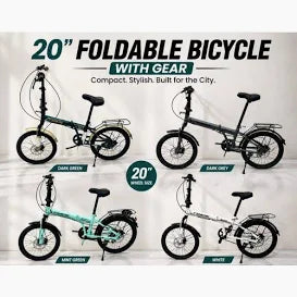 20-Inch Foldable Bicycle with 6-Speed Gears – Compact City & Commuter Bike