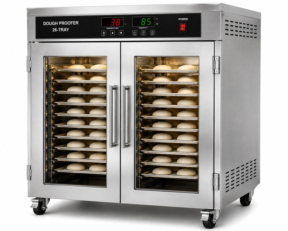26-Tray Commercial Electric Dough Prover – Double Door Stainless Steel Bakery Proofing Cabinet