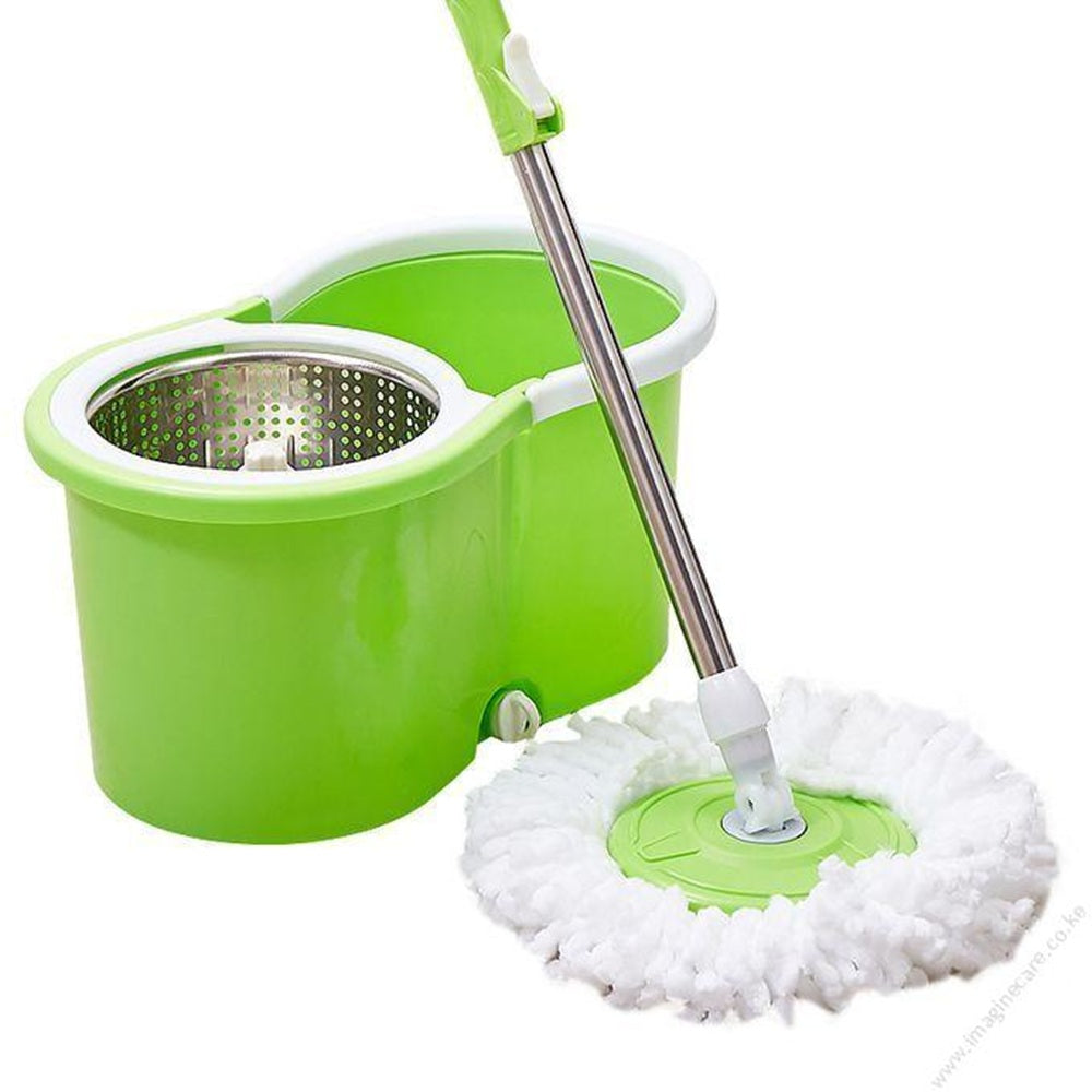 Metallic Spin Mop & Bucket Set – 360° Rotating Microfiber Floor Cleaning System