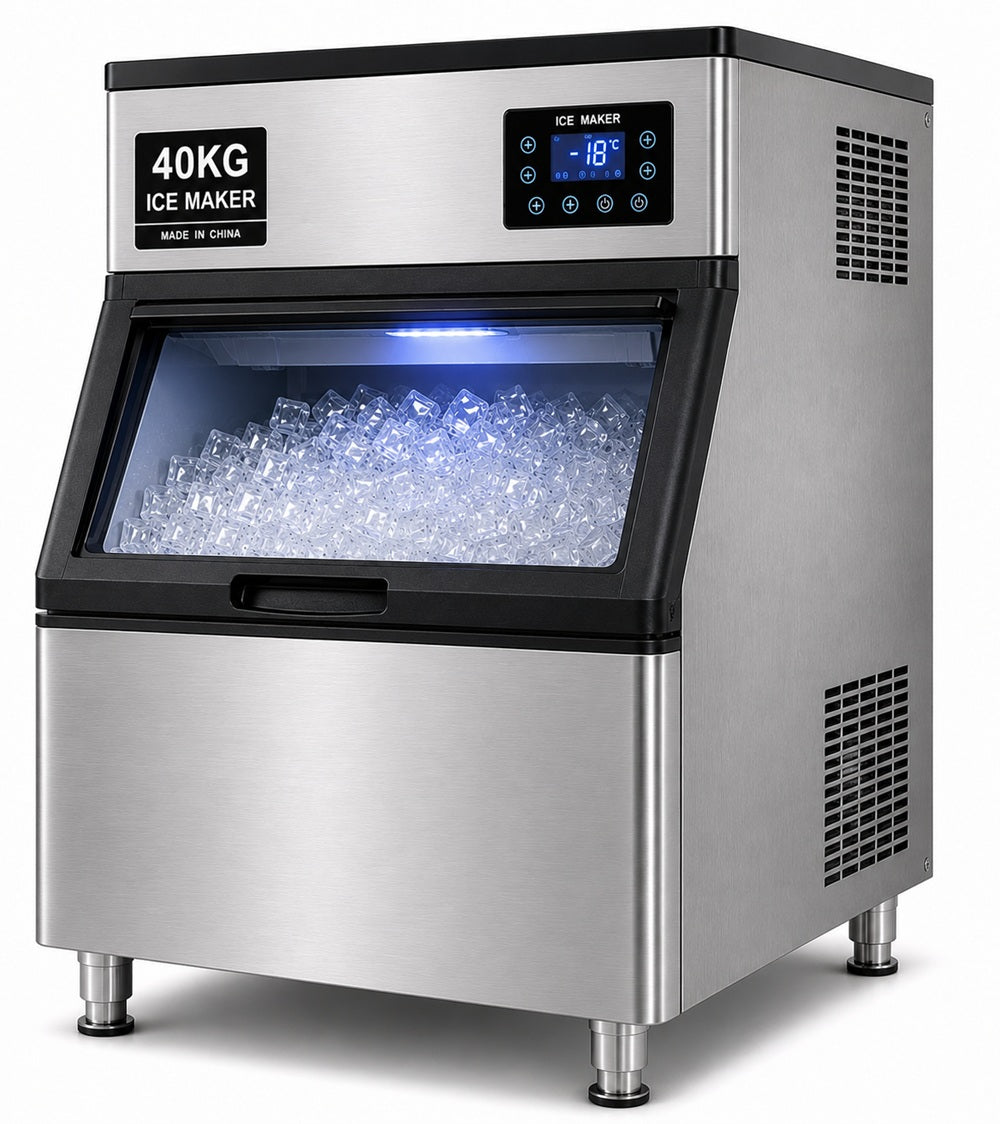40KG Commercial Ice Maker Machine – Automatic Stainless Steel Ice Cube Maker