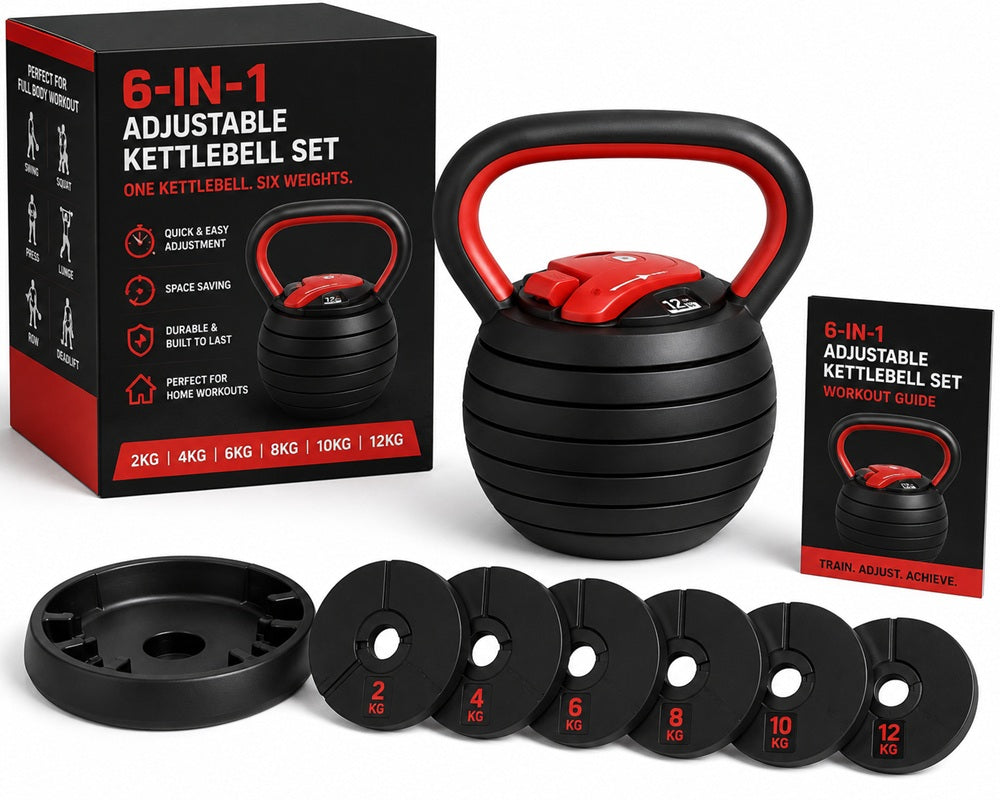 6-in-1 Adjustable Kettlebell Set – Multi-Weight Home Fitness Equipment