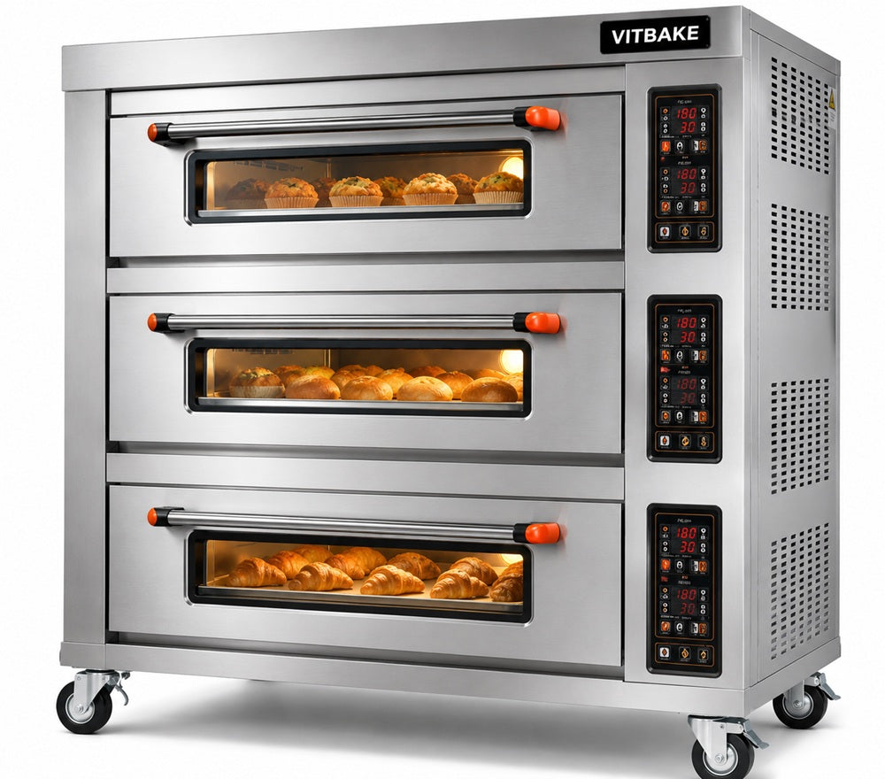 Commercial Triple Deck Electric Baking Oven – Heavy Duty Stainless Steel Bakery & Pizza Oven