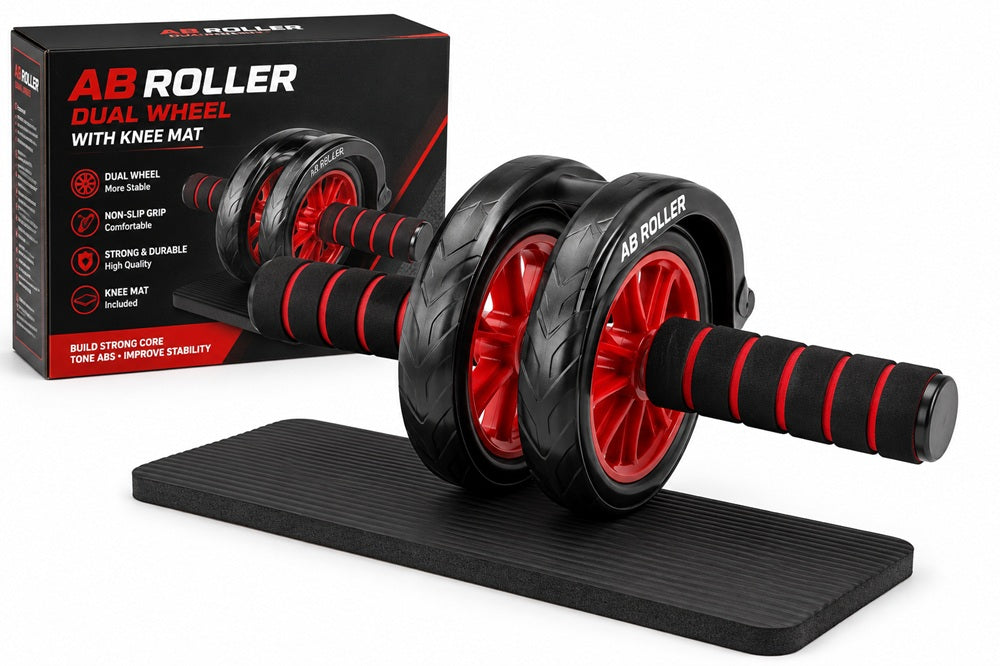 Dual Wheel AB Roller with Knee Mat – Core & Abdominal Exercise Wheel