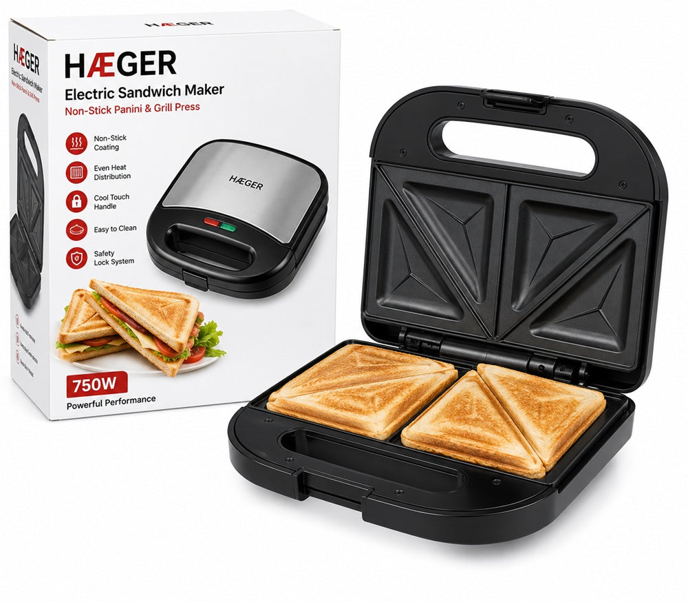 Haeger Electric Sandwich Maker – Non-Stick Panini & Grill Press