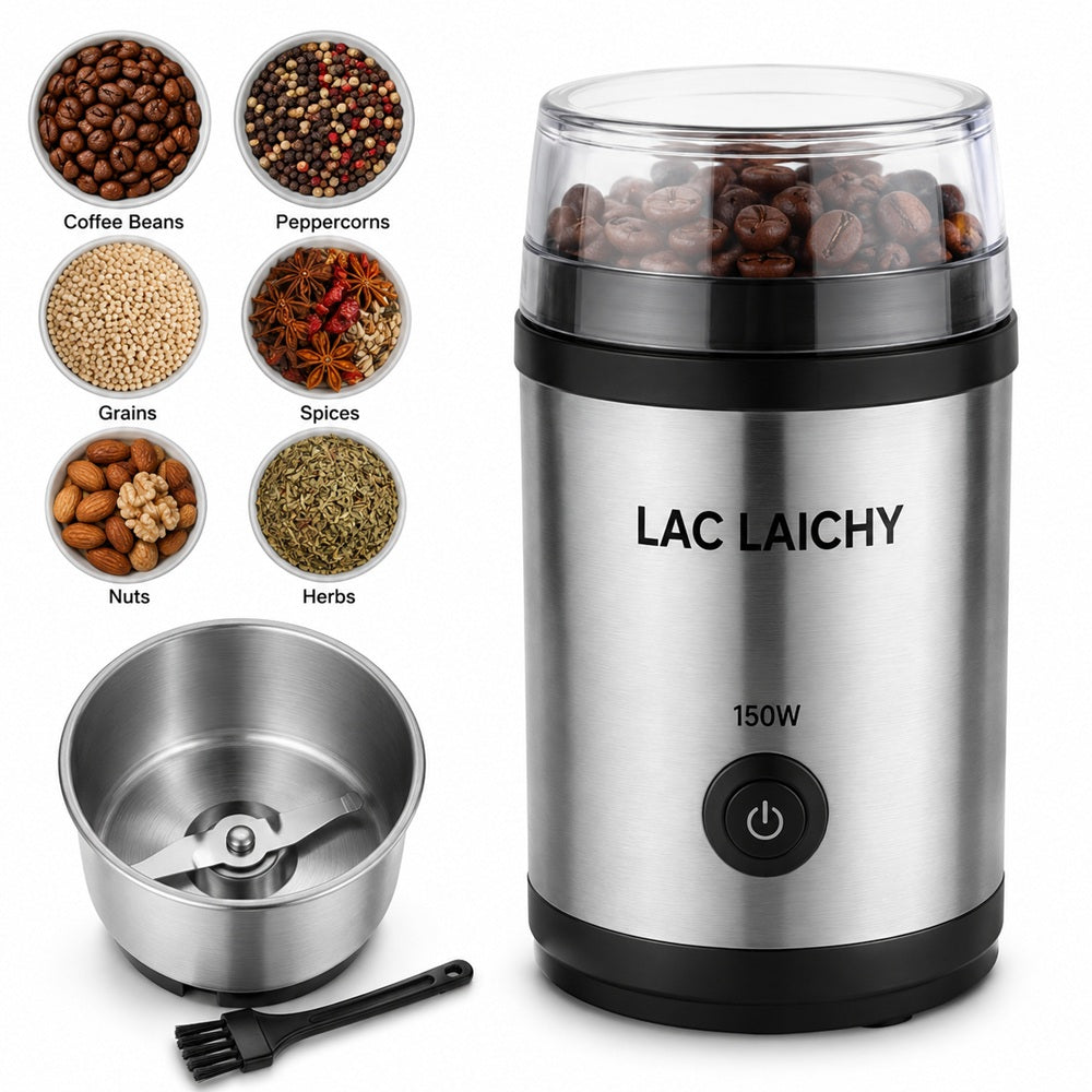 LAC LAICHY Electric Coffee & Spice Grinder – 150W Stainless Steel Multi-Purpose Grinder