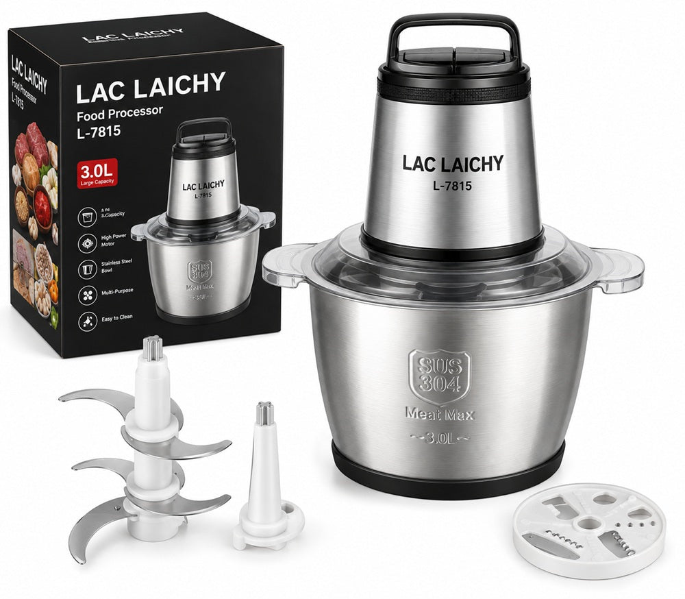 LAC LAICHY L-7815 Multifunctional Food Processor – 3L Stainless Steel Electric Food Chopper & Meat Grinder