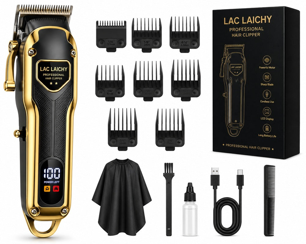 LAC LAICHY Professional Cordless Hair Clipper – Rechargeable LCD Hair Cutting Machine