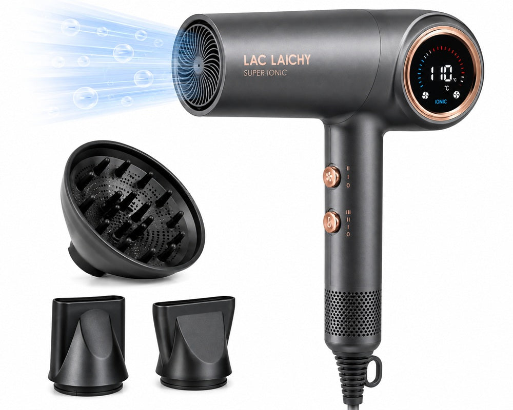 LAC LAICHY Super Ionic Hair Dryer – Professional High-Speed Hair Dryer with Diffuser & Styling Nozzles