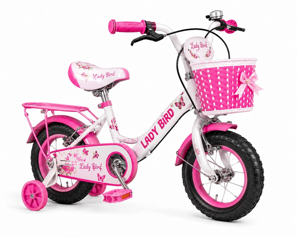 Lady Bird 12-Inch Kids Bicycle with Training Wheels – Girls' First Bike