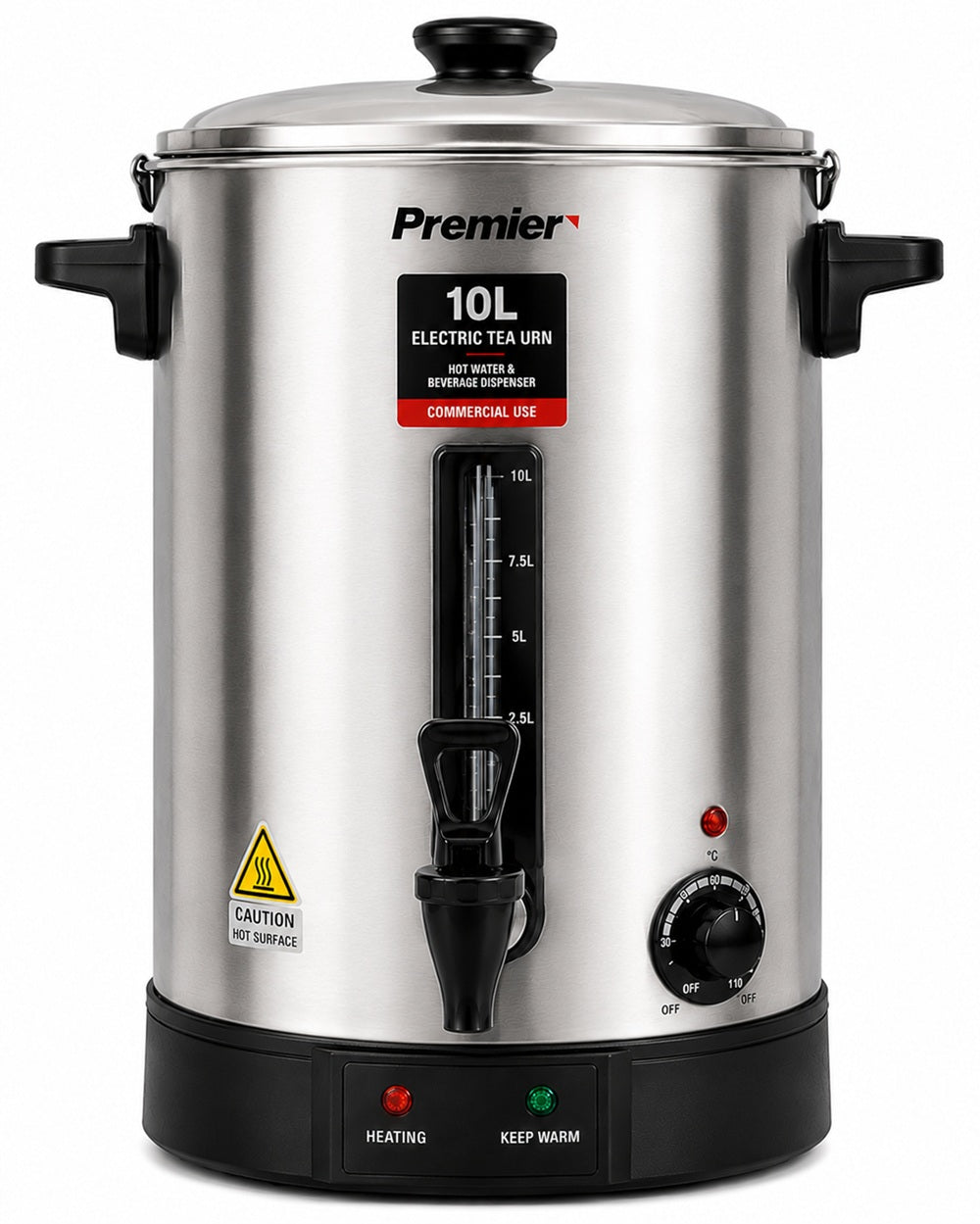 Premier 10 Litre Electric Tea Urn – Stainless Steel Hot Water & Beverage Dispenser