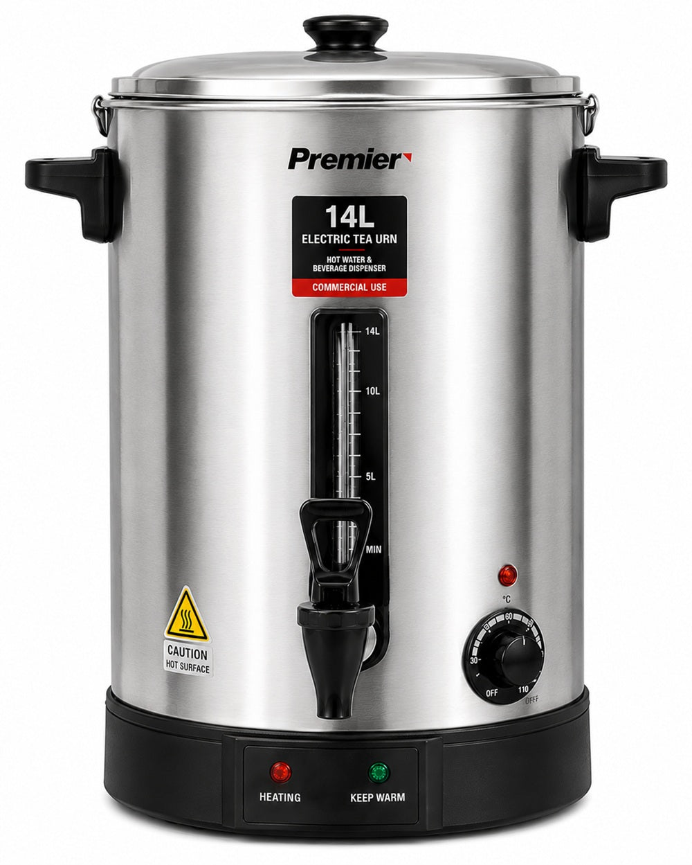 Premier 14 Litre Electric Tea Urn – Stainless Steel Hot Water & Beverage Dispenser