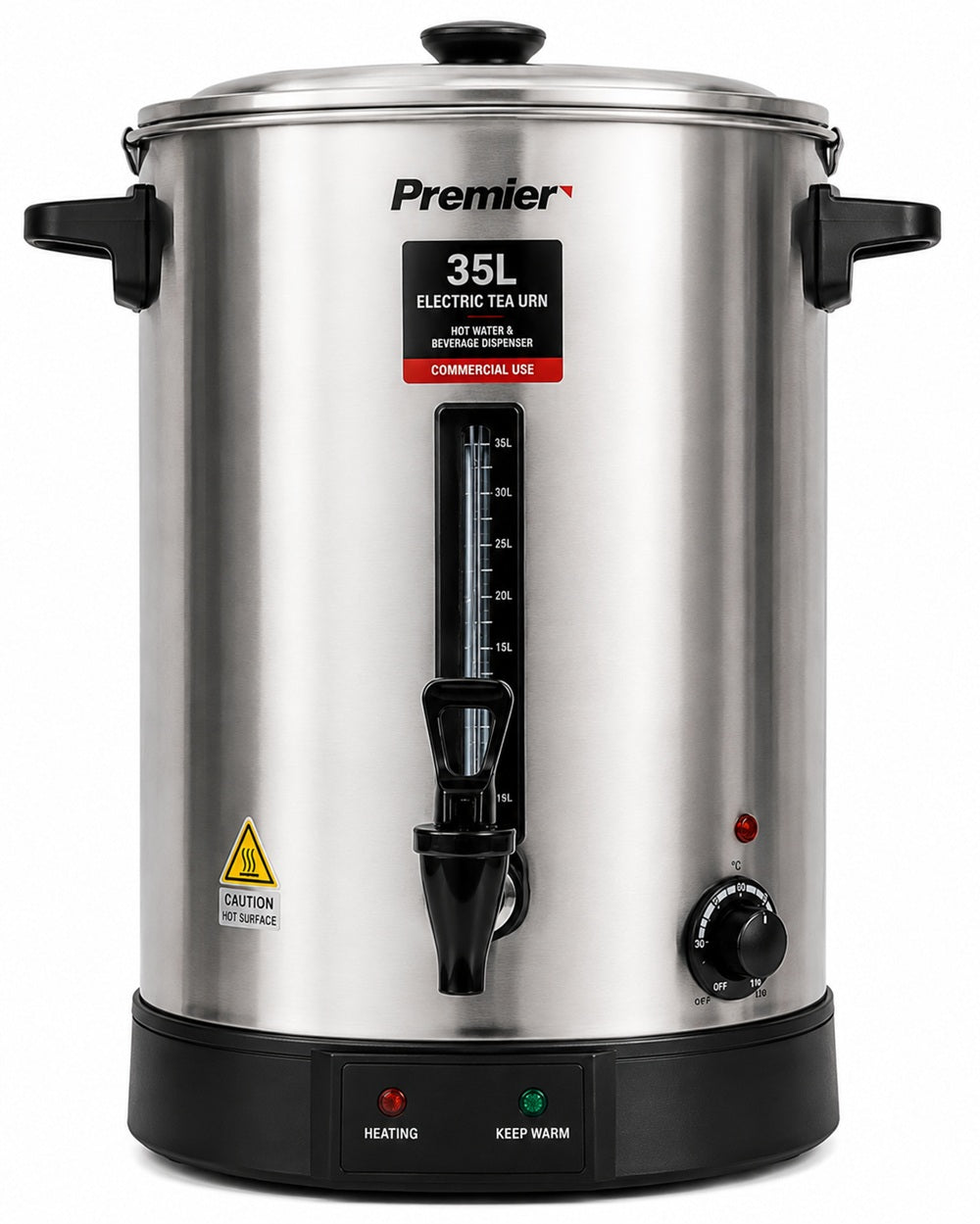 Premier 35 Litre Electric Tea Urn – Commercial Stainless Steel Hot Water & Beverage Dispenser