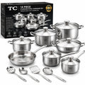 TC 14 Piece Stainless Steel Cookware Set – Premium Heavy-Duty Cooking Pots with Stainless Steel Lids