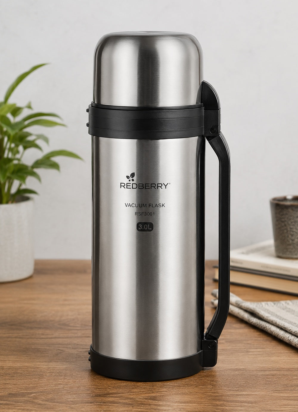 Redberry 3 Litre Stainless Steel Vacuum Flask – Double Wall Insulated Thermal Flask (RSF3001)