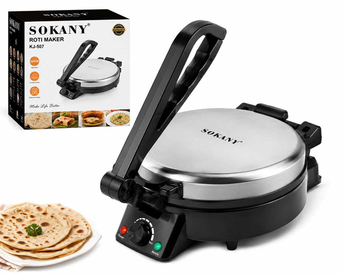 SOKANY KJ-507 Electric Chapati & Roti Maker – 2000W Non-Stick Flatbread Maker