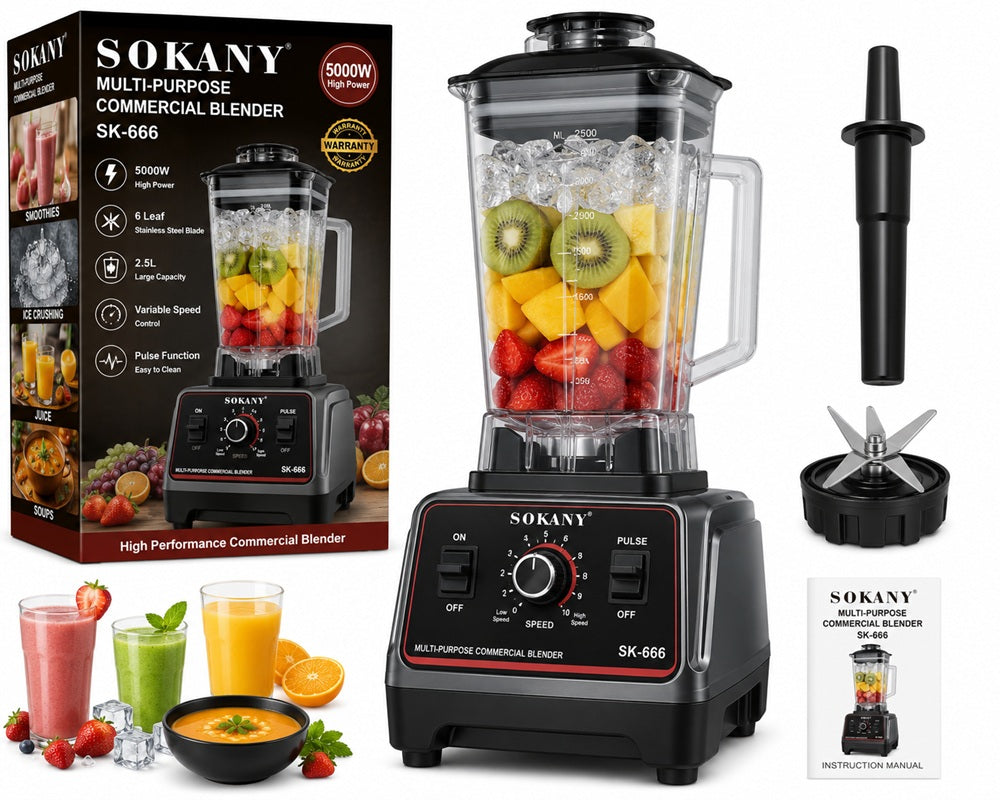 Sokany SK-666 Multi-Purpose Commercial Blender 5000W – 2.5L High Speed Blender