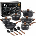 TC 14 Piece Non-Stick Cookware Set – Premium Granite Coated Cooking Pots & Frying Pan