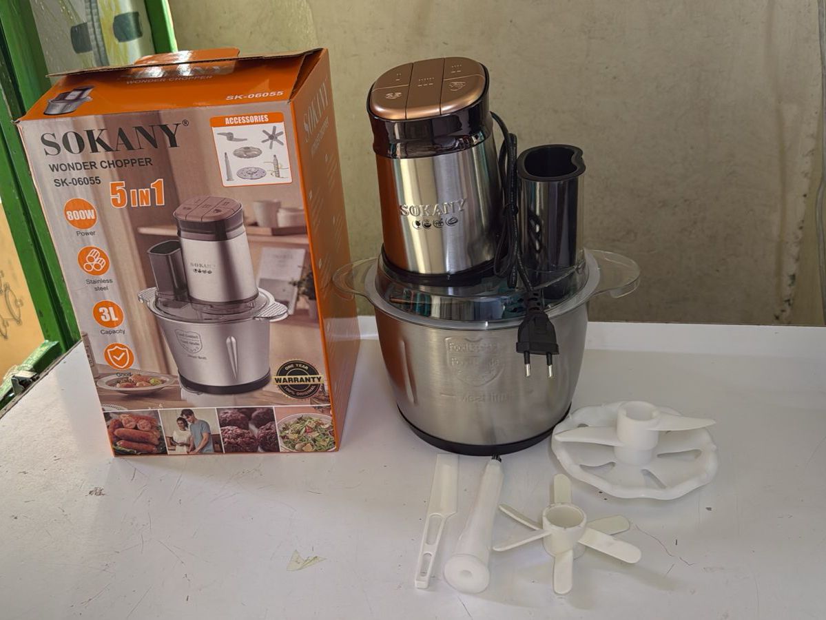 Sokany 5-in-1 Wonder Chopper 3L Food Processor – 800W Stainless Steel