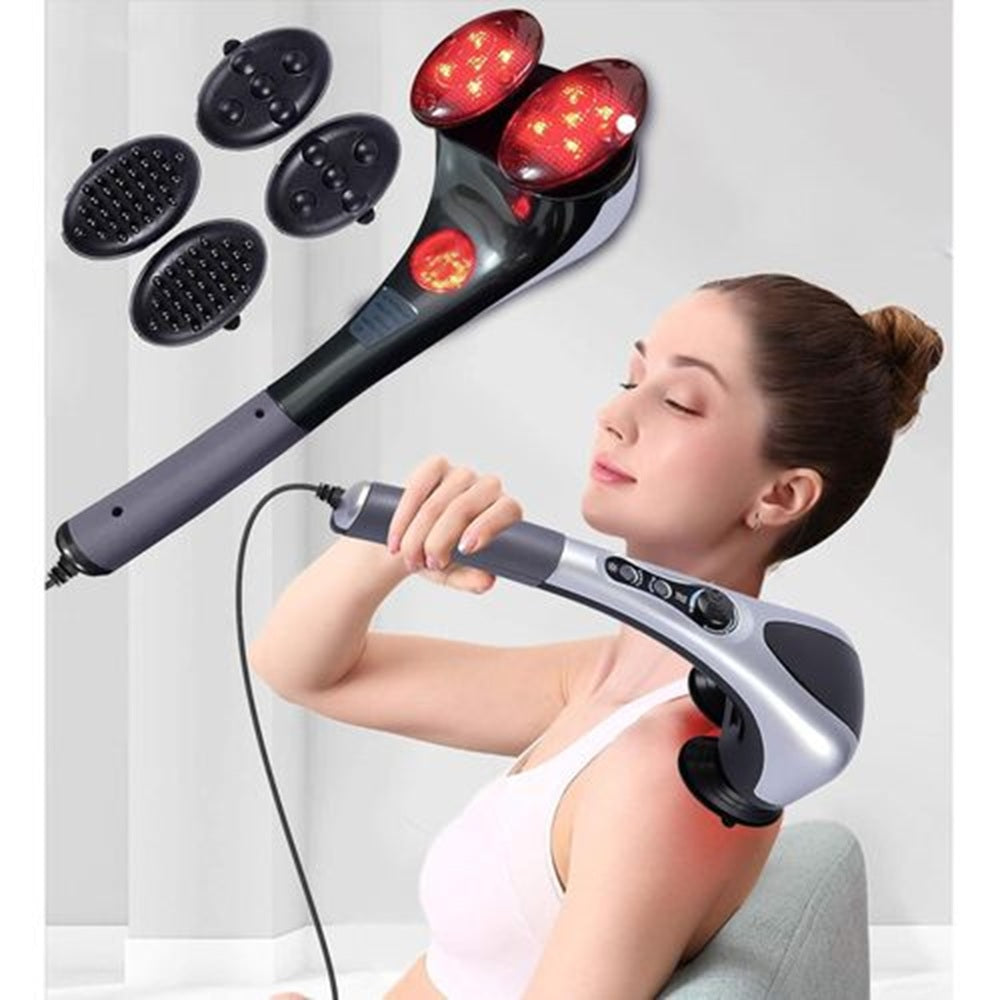 Handheld Electric Body Massager with Dual Interchangeable Massage Heads
