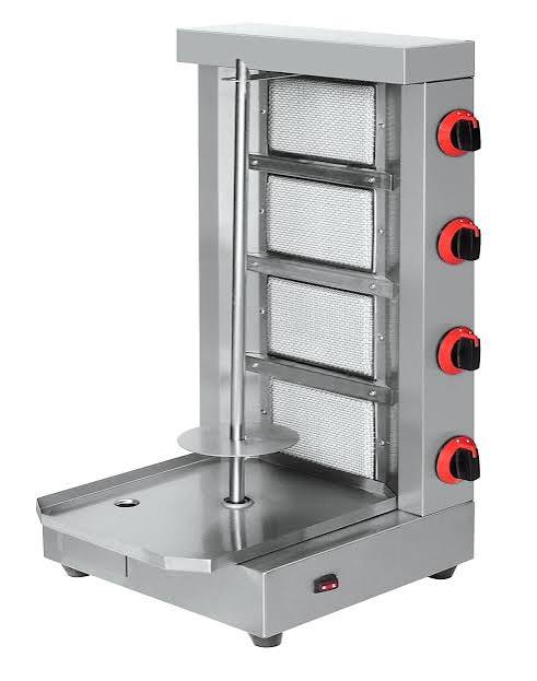 Commercial 4-Burner Gas Shawarma Machine – Heavy-Duty Stainless Steel Vertical Doner & Kebab Grill