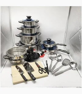 Marwa 30-Piece Stainless Steel Cookware Set – Induction Compatible Kitchen Cookware Collection