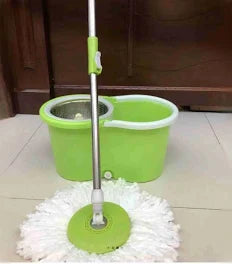 Metallic Spin Mop & Bucket Set – 360° Rotating Microfiber Floor Cleaning System