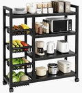 Multi-Layer 4-Tier Kitchen Storage Rack with Wheels – Heavy Duty Microwave & Pantry Organizer