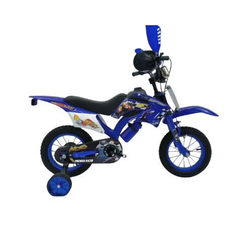Premier Racer 12-Inch Kids Bicycle – Training Wheels, Chain Guard & Motocross Style