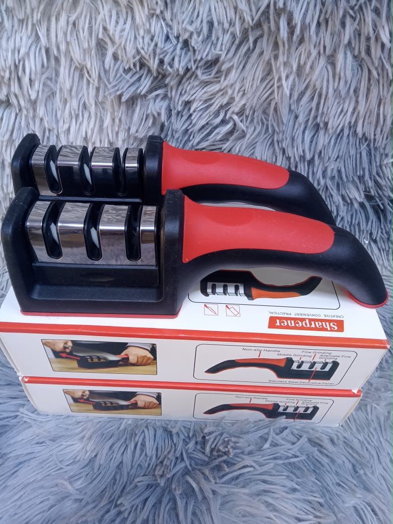 3-Stage Professional Knife Sharpener – Manual Kitchen Knife Sharpening Tool