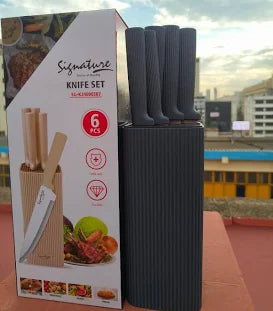 Signature 6-Piece Kitchen Knife Set with Knife Block – Premium Stainless Steel Chef Knife Set