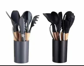 Premium Silicone Kitchen Utensil Set with Holder – Heat-Resistant Non-Stick Cooking Tools