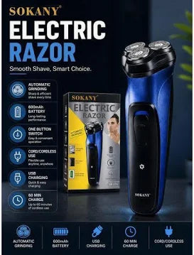 Sokany Rechargeable Electric Razor – Cordless Dual Rotary Men's Shaver