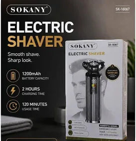 Sokany Rechargeable Electric Shaver – 3D Rotary Cordless Men's Beard & Hair Trimmer